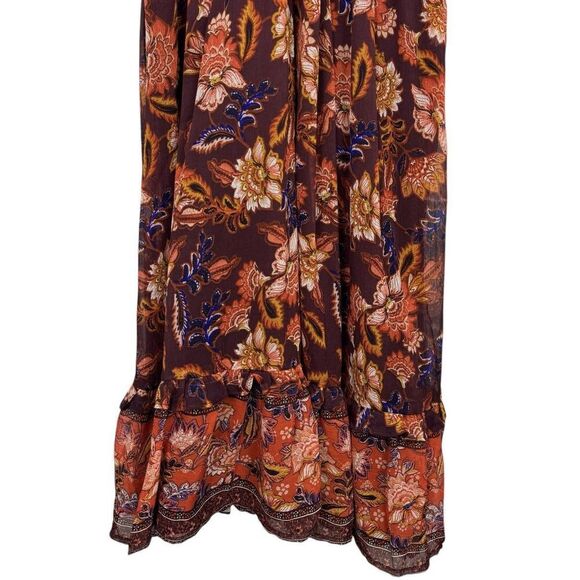 Old Navy Short Sleeve Floral Tiered Midi Dress 3X Red Blue Empire Waist Chiffon - Picture 5 of 11